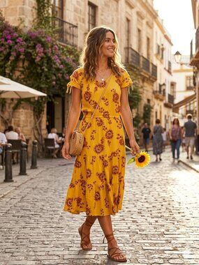 old navy orange floral dress Large & White Weathered West Collective The perfect dress for your next formal occasion Swing Dress Old Navy Sunflower